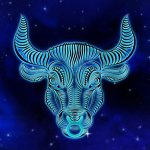 Taurus: zodiac sign image on a blue background